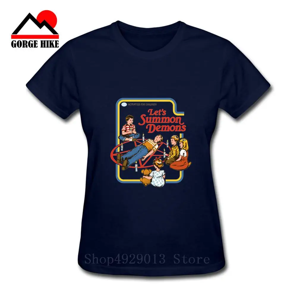 

New Funny Halloween Shirt Satan Vintage Women Tshirt Let's Summon Demons Graphic Tees Tops Harajuku Summer Tumblr T Shirt Female