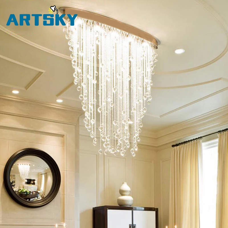 

Elegant Oval Curtain Style Luxury Modern LED Crystal Chandelier for Living Room Restaurant Hotel