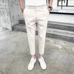 2019 новые модные мужские штаны Корейская версия самосовершенствование сплошной цвет бизнес случайные тенденции моды 9 Штаны мужской