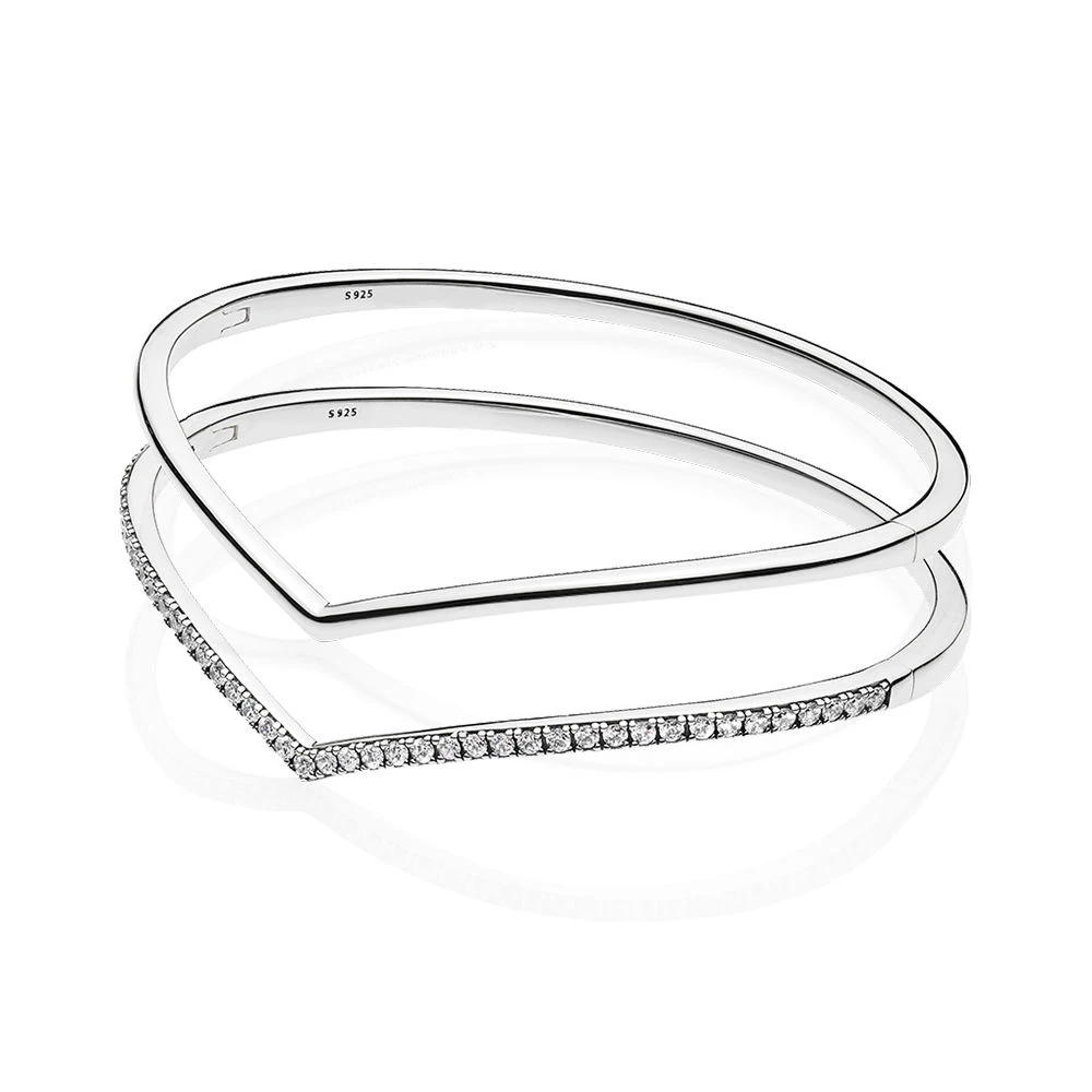 

CHAMSS 2019 Spring New Original1:1 S925 Sterling Silver Shimmering Wish Bangle Stack Women's Fashion Jewelry Simple Wild Gift