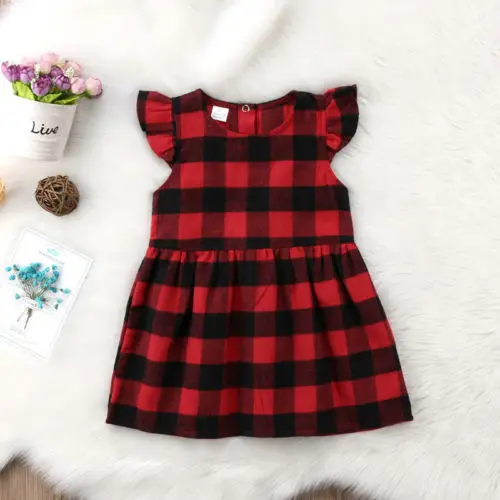 Одежда для новорожденных девочек; Красное и черное платье в клетку для девочек; вечерние платья для торжеств