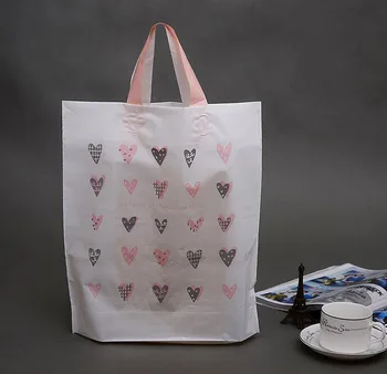 

50Pcs 31*35*8CM Pink love Heart Shopping Packaging Bag With Handle, Packaging Plastic, Scarf Gift Bags,Clothing Bags