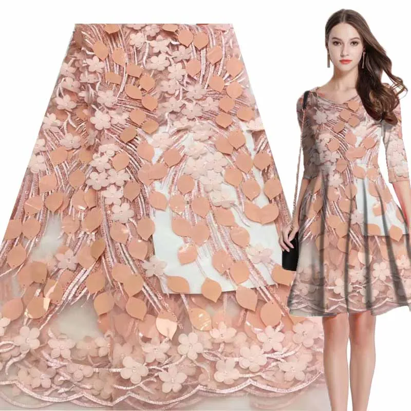 

high quality african sequins lace fabric beautiful french tulle lace fabric nigerian lace fabric for dress 041255