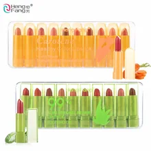 10 шт./компл. набор из помад 10 цветов Помада матовых оттенков, каротин Алоэ увлажнение губ 1.5gx10 макияж бренд Hengfang#9054-9055
