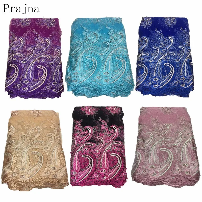 

Prajna 2018 High Quality Lace Latest 3D Jacquar Fabric African Laces With Beaded Wedding Red Nigerian French Fabric F