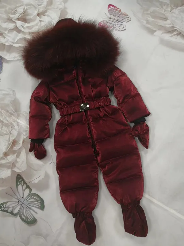 Зимнее детское пуховое пальто детский пуховый костюм верхняя одежда детский зимний комбинезон с меховым капюшоном Детский комбинезон лыжный комбинезон