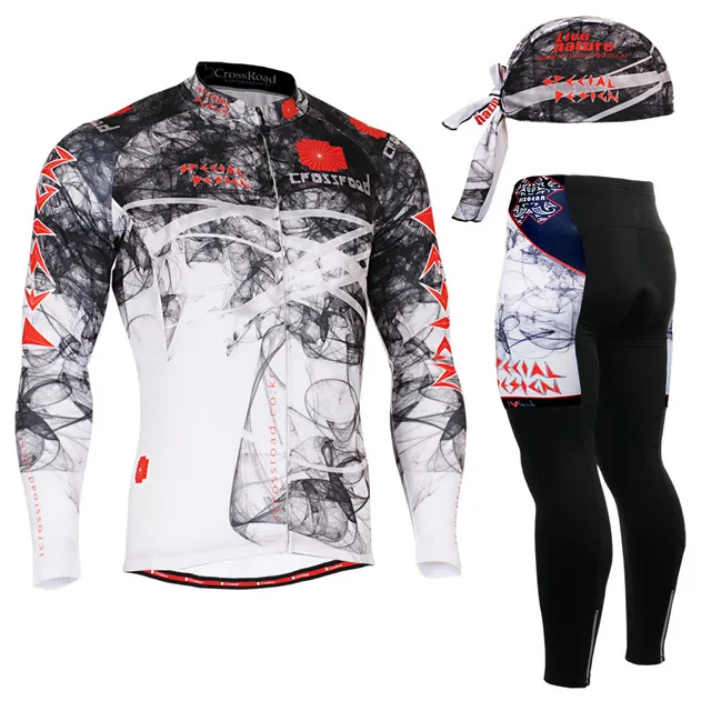 Жизнь на треке Мужская гонка анти-пот с длинным рукавом Велоспорт Джерси куртка 3D мягкие брюки наборы дышащие велосипедные костюмы - Цвет: Серый