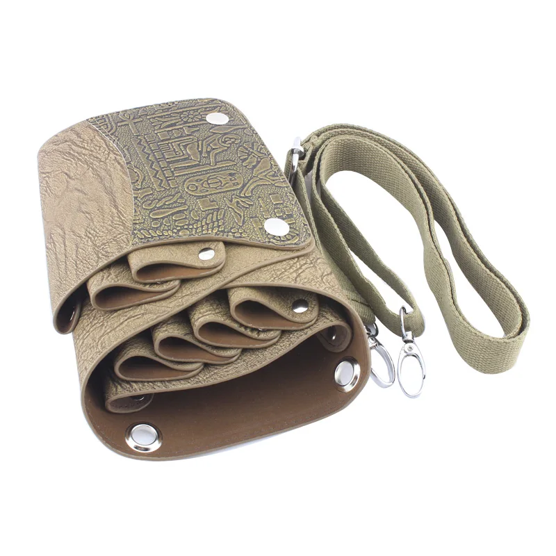 Кожаный чехол сумка для парикмахерских с ремнем на талии|scissor bag|hairdressing holster pouchbarber