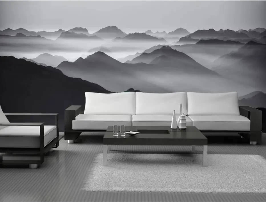 modern living room wallpapers Modern minimalist new Chinese ink landscape art mural TV background wall modern living room wallpapers Modern minimalist new Chinese ink landscape art mural TV background wall