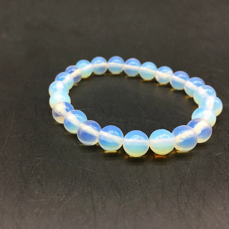 

4mm 6mm 8mm 10mm 12mm Trendy Natural Beads Strand Bracelet white opal beads Stone bracelets Energy Men women Buddha Jewelry