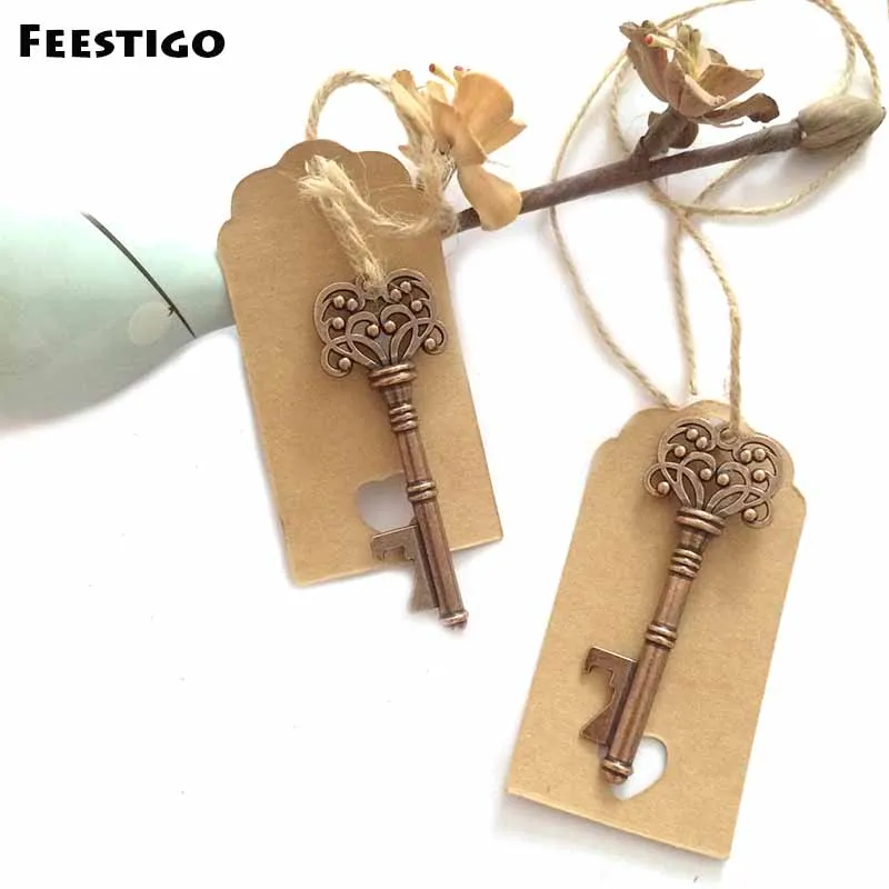 Feestigo 50 шт. свадебные услуги для гостей коробка для конфет античный скелет открывалки для ключей с Эскорт карты партия поддерживает поставки