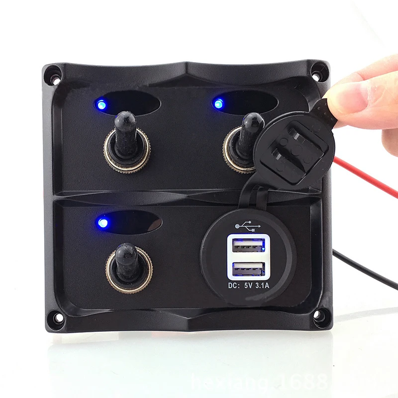 

Marine Boating Toggle Switch Panel Switches Yacht RV Boat Cockpit Control Switch Car Dual USB Charger Fuse Built in Accessory