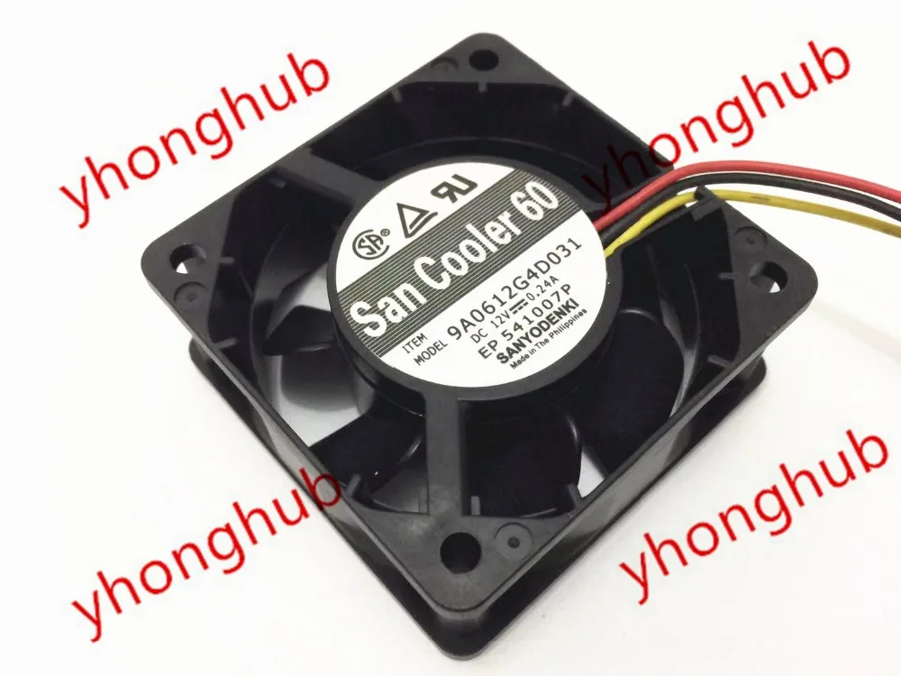 

Sanyo 9A0612G4D031 DC 12V 0.24A 60x60x25mm 3-Wire Server Cooling Fan