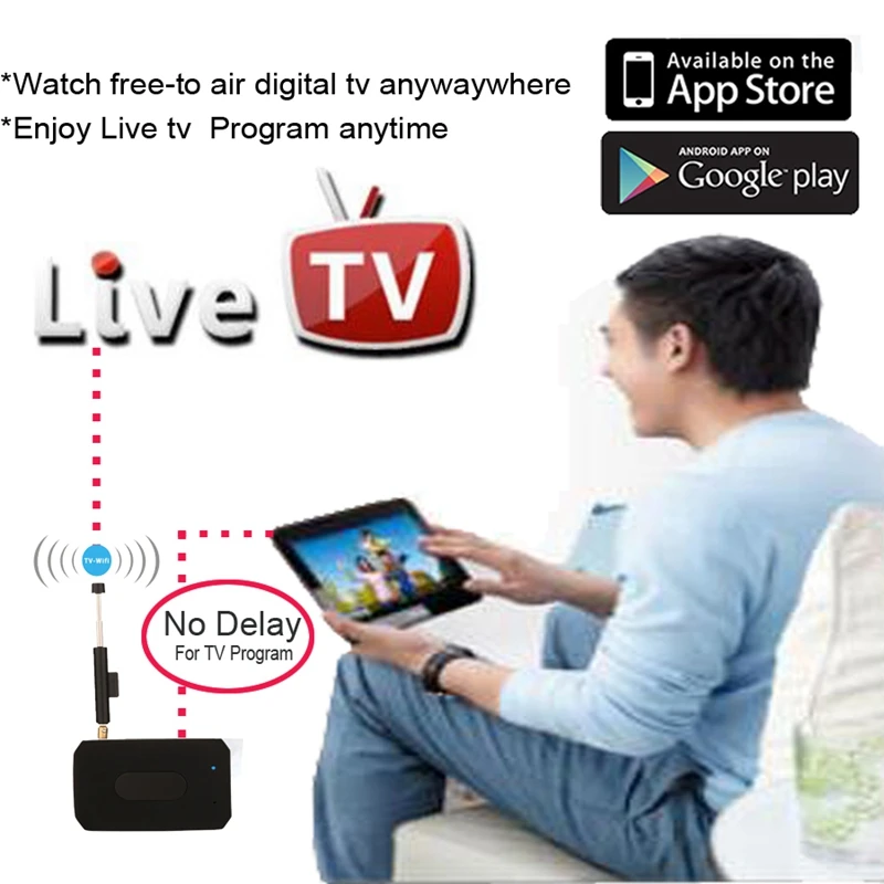 Digital Wireless Dvb-T2 Dvb-T Isdb-T Wifi Full Seg Dtv Live Tv Link Tuner Stick Receiver For Ipad Iphone Ios Android Phone Tab