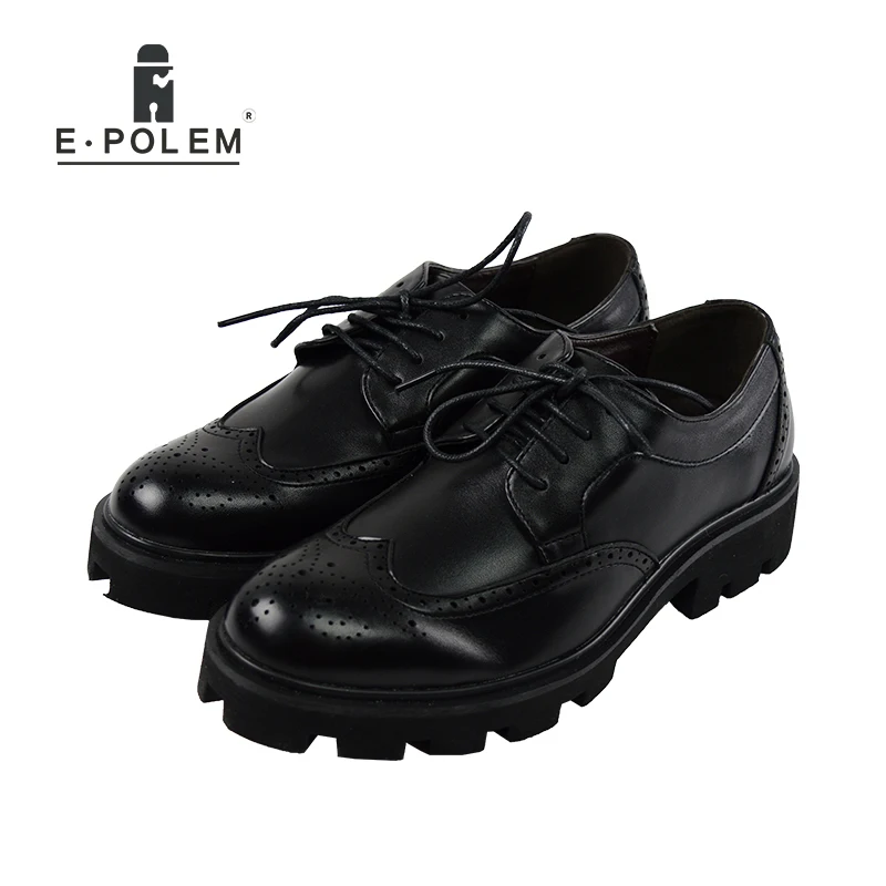 Occasionnels Chaussures Mâle Shinny Sculpté Style Matte Lacent Hommes Black black Nouvelle Épais Fond Respirant 2018 Britannique En Mode Richelieu Relief Cuir kiPZXu