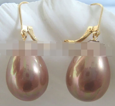 

free shipping 13377 champagne south sea shell pearl earring - 14k