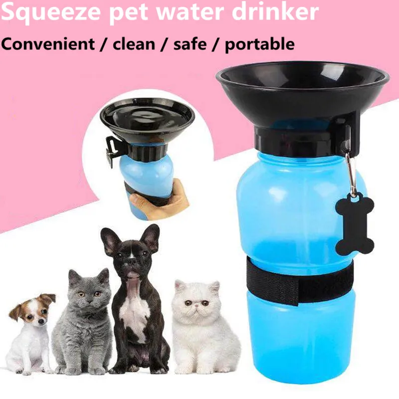 

500mL squeezed drinking fountains pet outdoor feed bowl puppy cat sports portable travel cup drinking cup