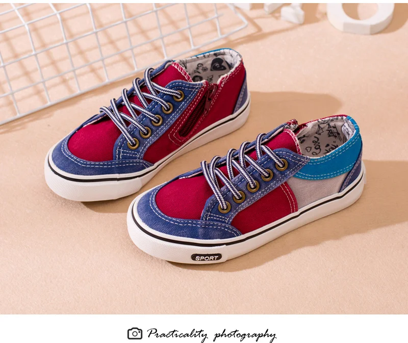 Children Shoes Boys & Girls Patchwork Sneakers Fashion Kids Shoes Casual Children Sneakers New 2018 Spring Rubber Canvas Shoes 1703 (5)