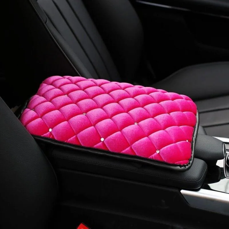 

Winter Plush Fur Car Armrests Box Cover Pad Crystal Universal Auto Armrests Car Center Console Arm Rest Box Cushion Protector