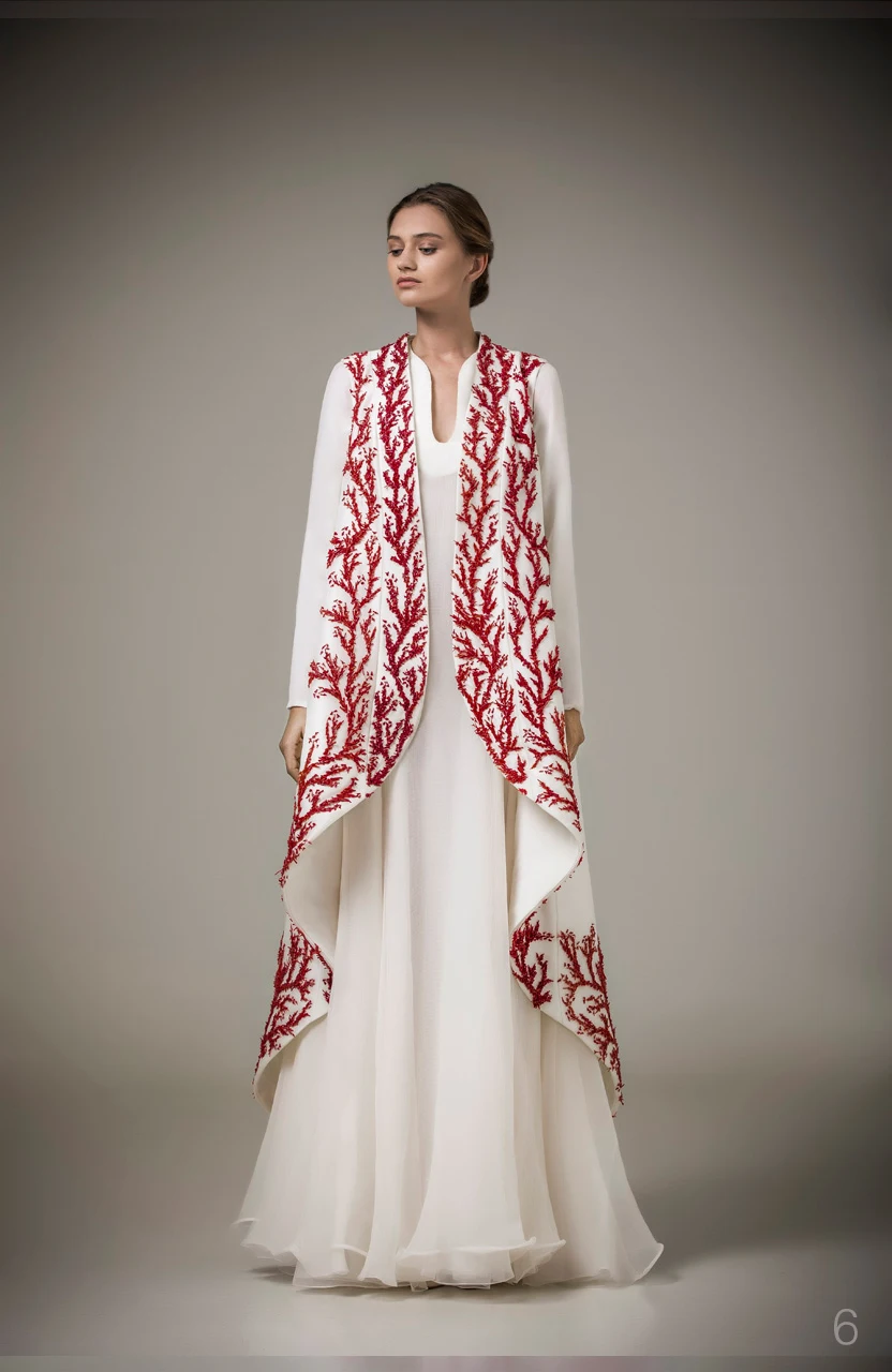 

vestido longo Haute Couture Caftan 2019 Special Occasion Dresses With Red Embroidery Robe White Long Sleeve Muslim Evening Dress