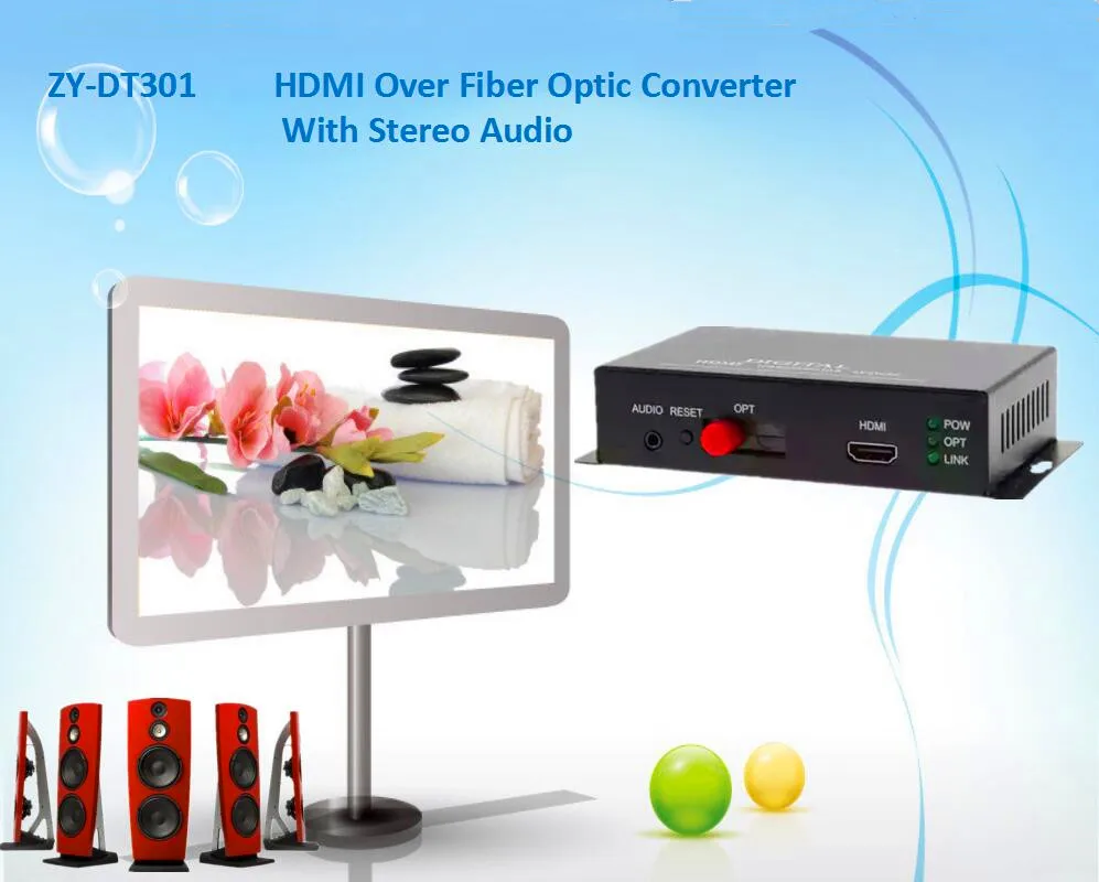 HDMI Stereo Audio Signal Over Fiber Optic Converter 1080P HDMI Optical Video Transmission Extender 20km Over