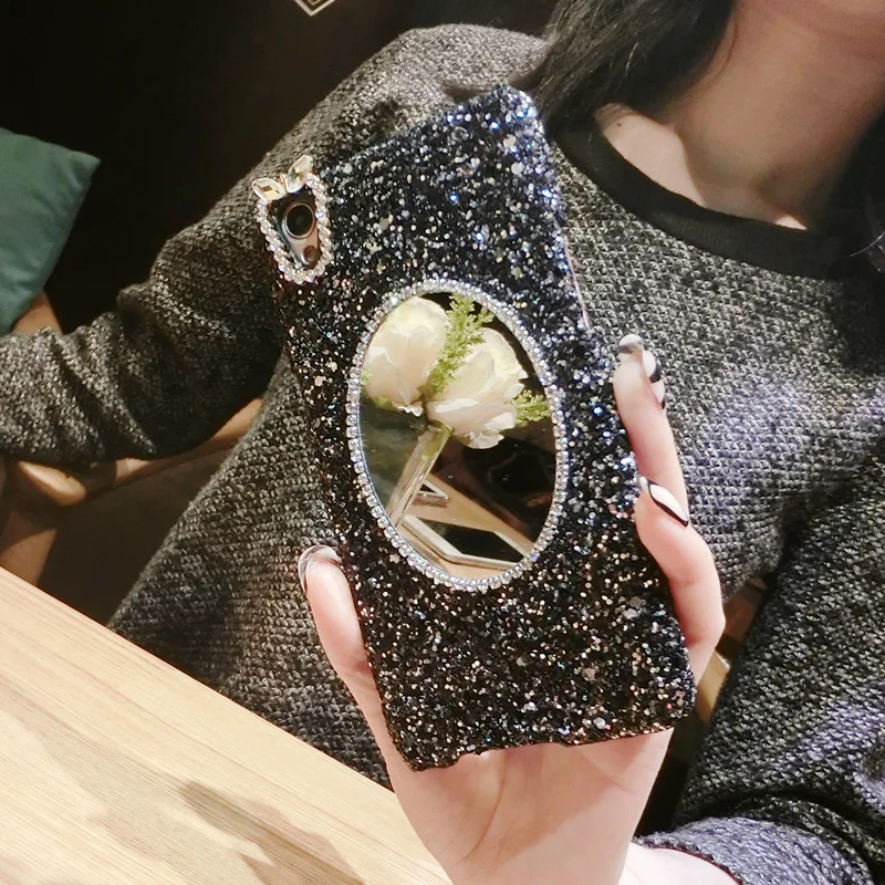 

Mirror Back Crystal Case Phone Cover Case for iPhone X 6/7/8 OPPO R9 R11 A83 A59 VIVO X9/X20 EM88