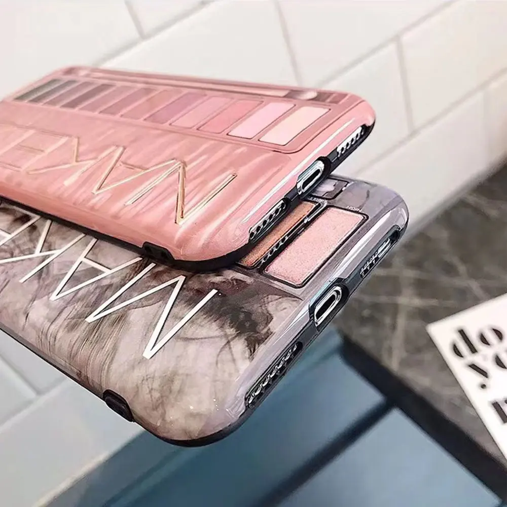 Макияж Чехол для Телефона iPhone 7 X XR XS Max палитра теней век 6 6s 8 plus роскошный модный