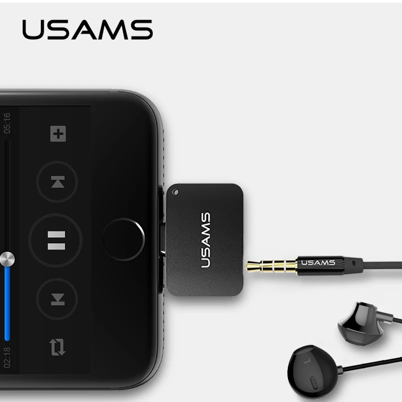 2 в 1 OTG адаптер для Lightning до 3 5 мм AUX штекер USAMS разъем наушников iPhone 7 и PLUS Aux