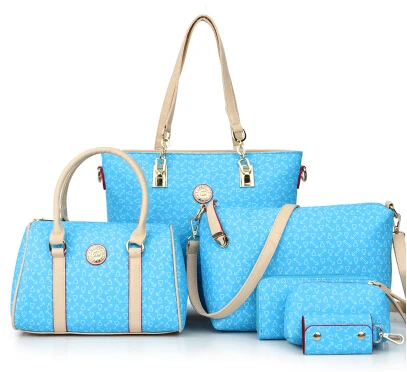 6 комплектов женские кожаные сумки Neverfull сумки женские из комбинированного материала брендовые дизайнерские роскошные известные бренды модная сумка - Цвет: blue