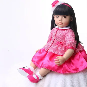 

60 Cm Reborn Baby Doll Soft Touch Lifelike Fashion Children Birthday Gift For girl With Straight Hair Princess Dolls