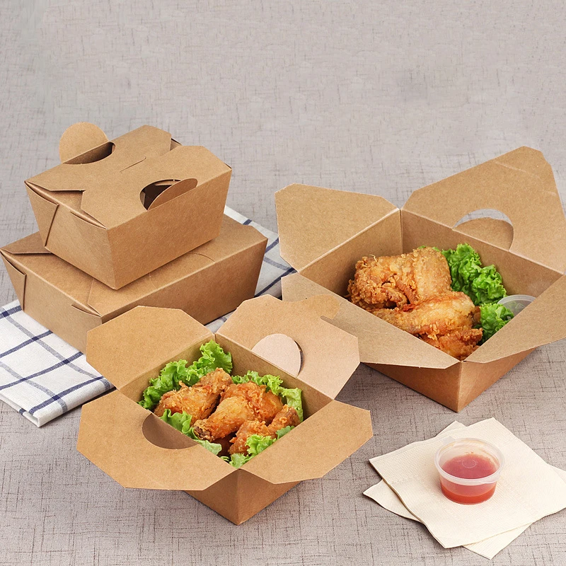 Коробка для фаст-фуда упаковочные коробки Ланч-бокс для ресторана упаковочная сумка фри курица контейнеры для еды на вынос посуда 25 шт
