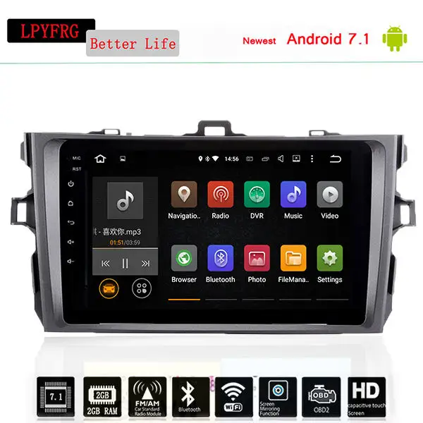 Clearance 4G+64G 2 din android car dvd player for toyota corolla 2007 2008 2011 car radio gps with steering wheel navigation Android 9.0 2