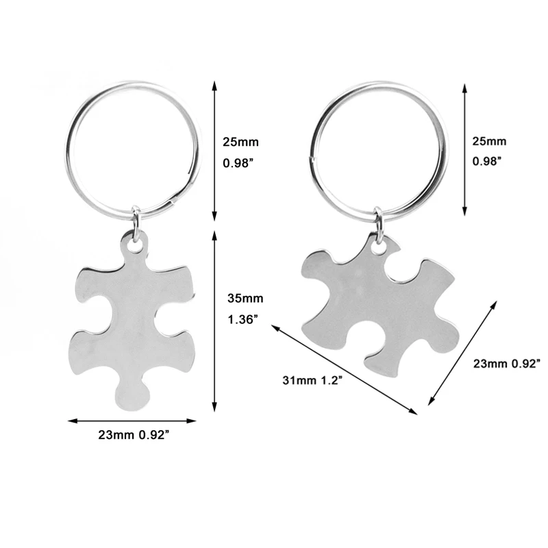 Risul пустые Пазлы пара брелоков Подвеска для персонализированных заказных ювелирных изделий из нержавеющей стали DIY - Цвет: pair