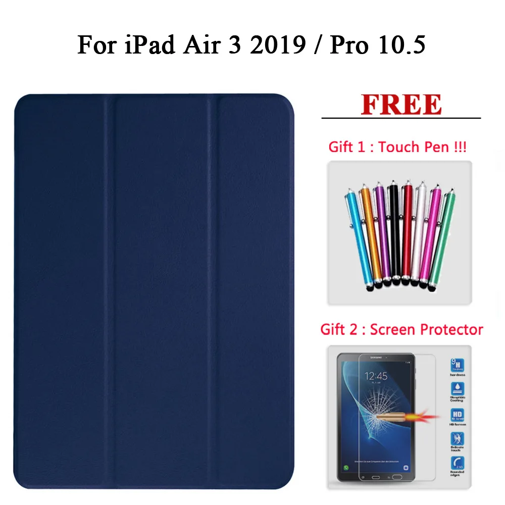 Защита экрана стекло+ чехол для iPad 9,7 Air 1/2/3 PU кожаный смарт-чехол для i Pad mini 1 2 3 4 5/pro 10,5 - Цвет: air3 2019 Pro10.5