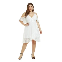 Elegant White Dress Women Casual Plus Size Cami Dress Backless Office Midi Dress Summer Cold Shoulder Wrap Lace Vestidos Mujer Elegant White Dress Women Casual Plus Size Cami Dress Backless Office Midi Dress Summer Cold Shoulder Wrap Lace Vestidos Mujer