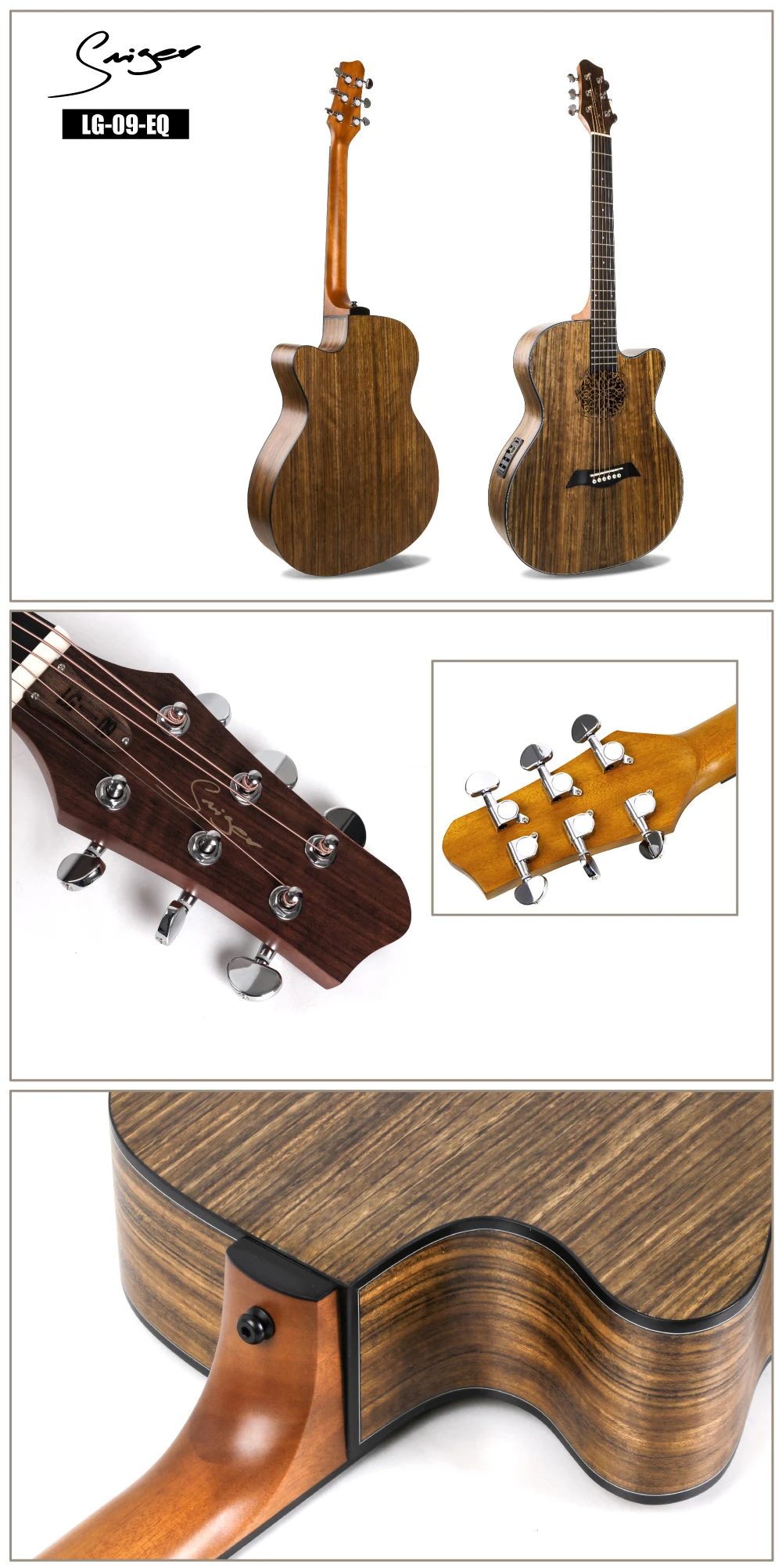 Гитары электроакустическая гитара 40 дюймов A-Body Cutaway поп-фолк пользовательский пикап гравировальный процесс полный орех Ель Цвет дерева
