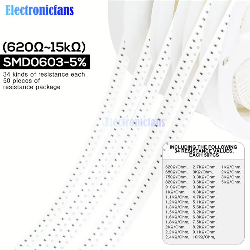 1700 шт./лот 0603 SMD резистор 0R 10 м Ом 5% 1/10 Вт 0 25 чип сопротивление фиксированный набор