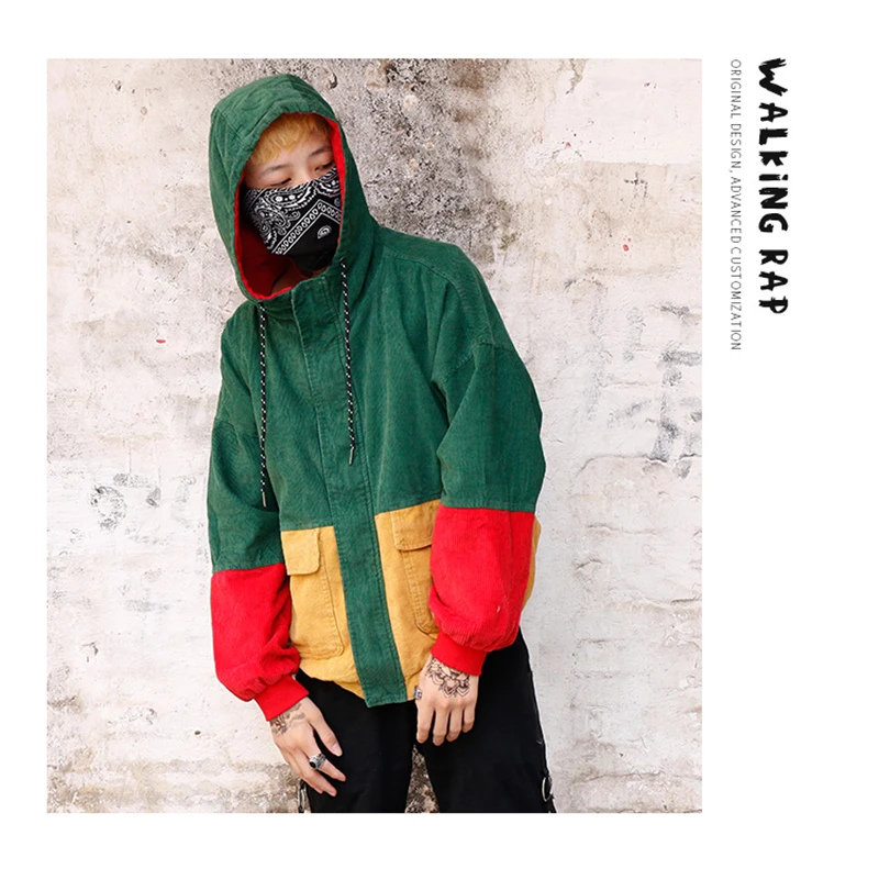 Corduroy Jacket Mens Oversize Bomber Punk Rave Mens Jackets And Coats   (1)