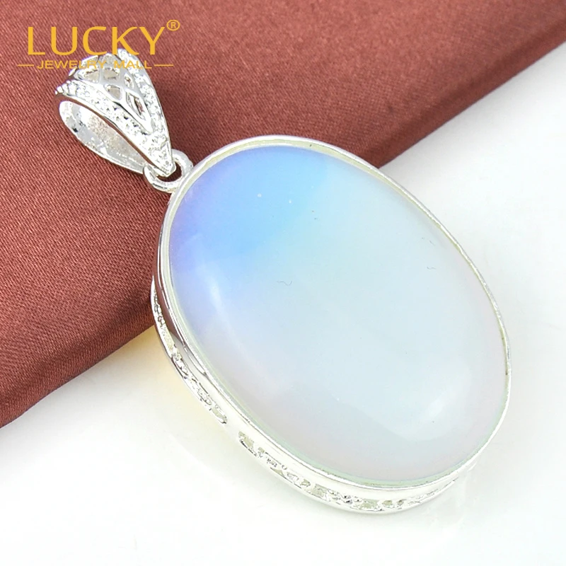 Free Shipping Huge Oval Rainbow Moonstone Gems Pendant For Women Bijoux