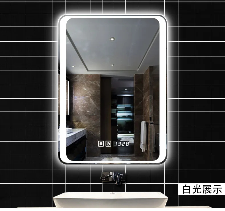 A1 умное зеркало, светодиодное зеркало для ванной комнаты, настенное зеркало для ванной комнаты, туалетный противотуманный светильник, зеркало с сенсорным экраном LO6111151
