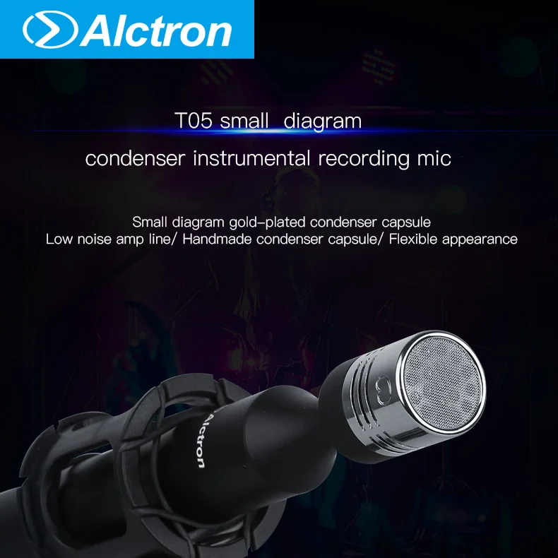 Alctron T05 Профессиональный инструментальный микрофон карандаш конденсатор Pro Studio Mic для оркестра, перкуссии, гитары