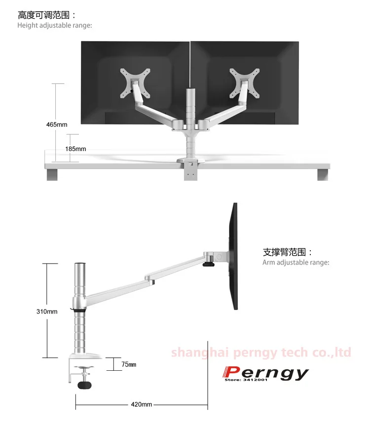 OA-4S алюминиевый сплав Настольный двойной кронштейн двойной монитор держатель полный движения светодиодный экран крепление Кронштейн Поворотная подставка