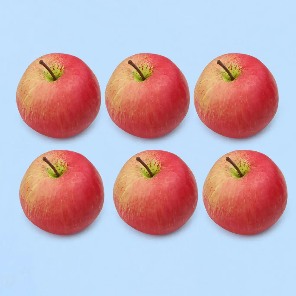 6 шт. rtificial Red Apple реалистичный заменитель пены поддельные фрукты зеленые яблоки сад дом вечерние декор для кухни