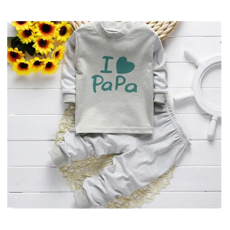 

2019 Free ship 0-24M new autumn winter long sleeved cotton underwear the fall pajamas kids baby clothes hot sale E0024