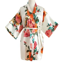 Цветочный вискозный Шелковый ночное белье кимоно платье халат гейши сексуальный невесты Свадебный халат Цветочная женская ночная сорочка ночная рубашка