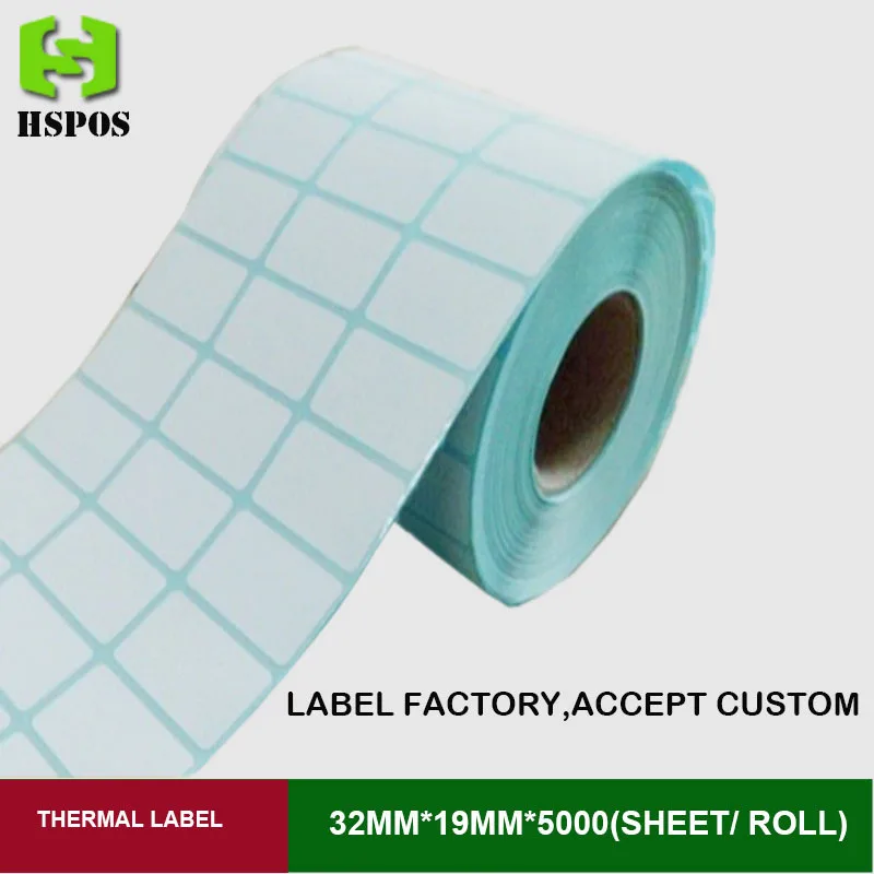 Thermal printer paper 32mmx19mm 5000pcs one roll triplex row self