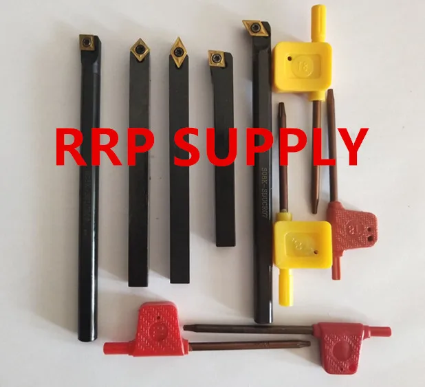 

8mm 5pcs/set indexable lathe cutting tool set with inserts for CNC machine, Tincoated, lathe turning tools set