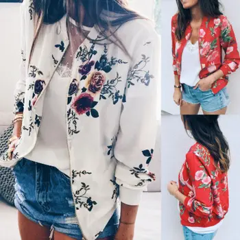 

Women Casual Suit Blazer Business Ladies Slim Fit Lapel Jacket Coat Outwear Long Sleeve Floral Jacket