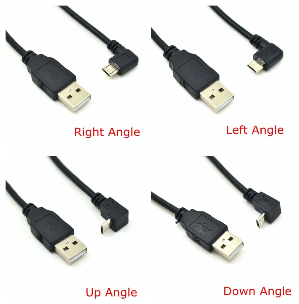 Кабель для зарядки 25 см 1 м 5 USB 2 0 А штекер Micro usb Pin P левый правый вверх и вниз