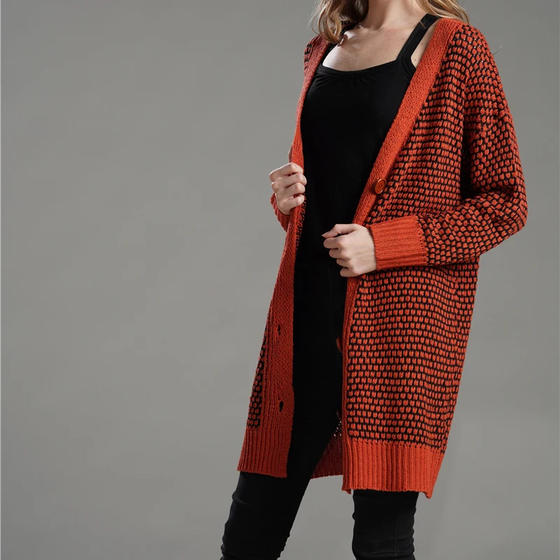 

Sweaters For Women Autumn Winter 2019 Fashion Dot Patchwork Cardigan Casual Long Sleeve Knitting Sweaters Long Female Clothes